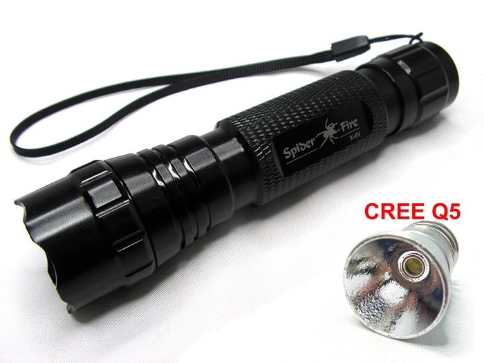 Spiderfire CREE Q5 Camping Flashlight Torch w/CR123A*2