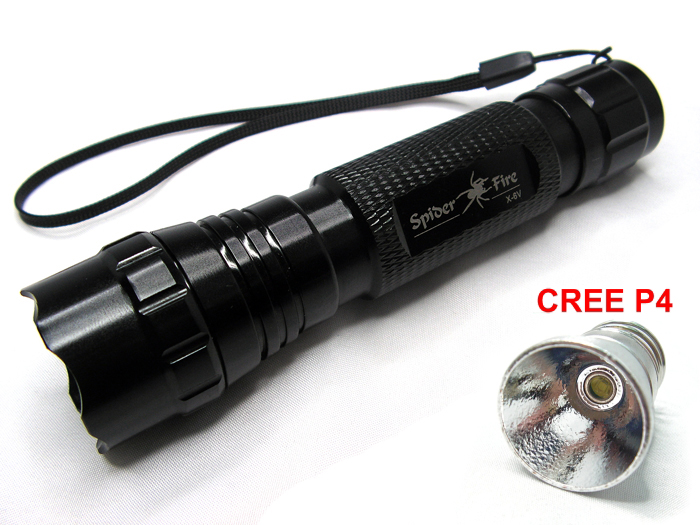 Spiderfire CREE LED P4 Camping Flashlight Torch+CR123A