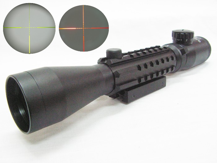 3-9x40 Red+Green 11mm/20mm Tri Weaver Rail MilDot Scope