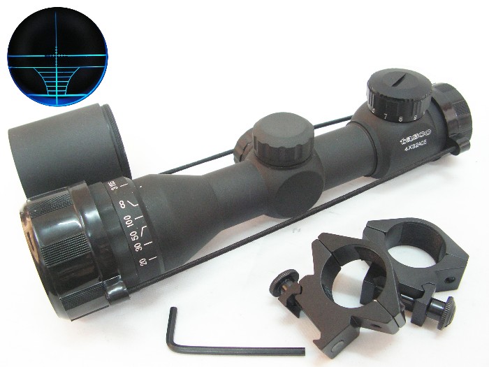 4x32 Blue Illuminated Rangefinder Hunting Rifle Scope