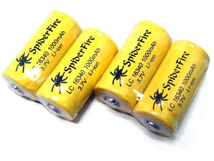 Spiderfire CR123A/LC 16340 3.7V Rechargeable Battery*4