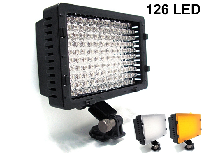 7.6W Camera 126 LED DV DC Camcorder Video Light +Filter