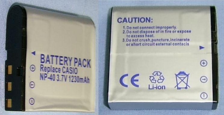 2 X Battery Pack 1230mAh NP40 NP-40 for CASIO Cameras