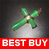 Green Jade Cross Crucifix Amulet Necklace Pendant #2