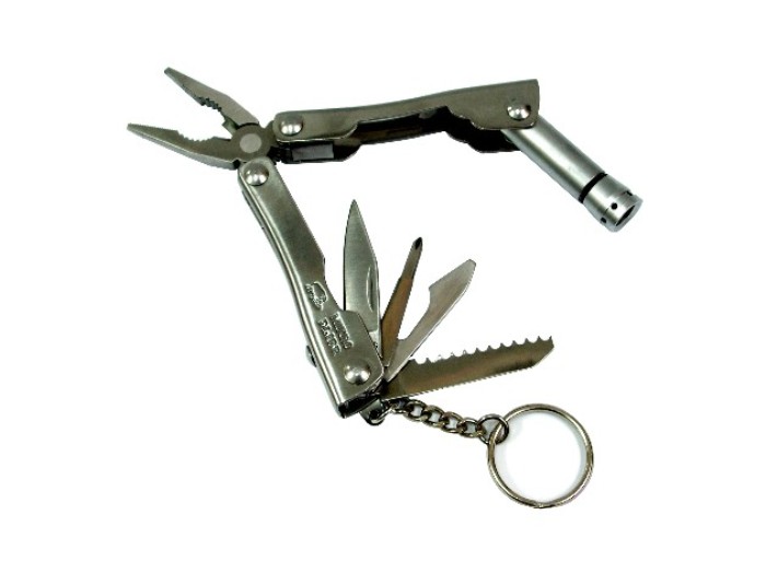 Steel Knife Pliers Multi Tool Kit w/Flashlight Keychain