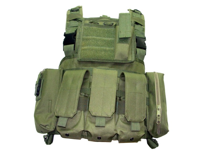 Load Bearing Molle Assault Vest w/Pouch - Olive Drab
